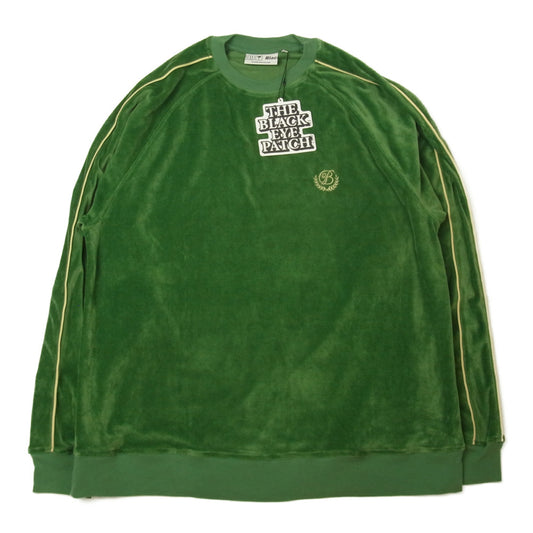 ブラックアイパッチ 21AW BEPFW21TP06 B Emblem Piping Velour Crew ベロア プルオーバー スウェット グリーン系 L【新古品】【未使用】【中古】