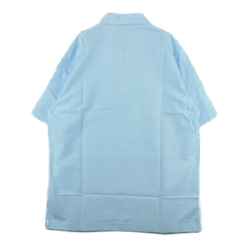 ブラックアイパッチ 21AW BEPFW21TP11 Seersucker Half Zip Shirt ハーフジップ 半袖 シャツ ライトブルー系 ホワイト系 L【新古品】【未使用】【中古】