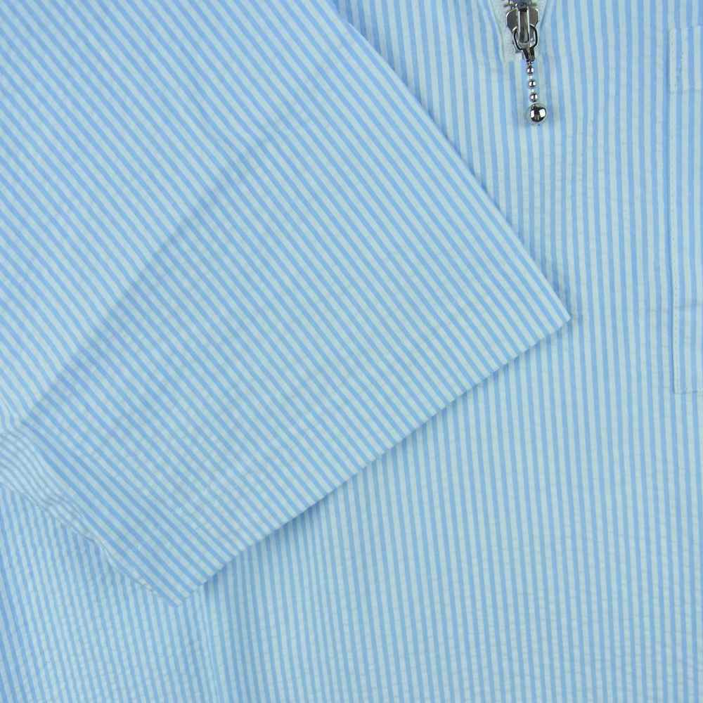ブラックアイパッチ 21AW BEPFW21TP11 Seersucker Half Zip Shirt ハーフジップ 半袖 シャツ ライトブルー系 ホワイト系 L【新古品】【未使用】【中古】