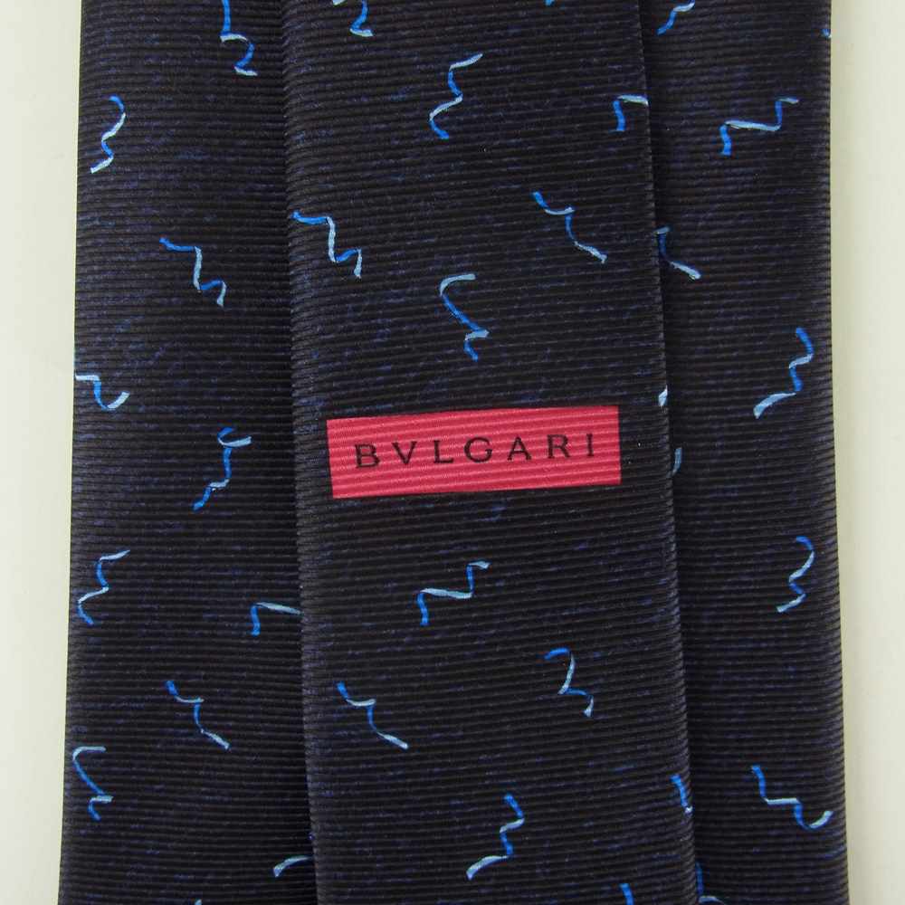BVLGARI ブルガリ 11477 SILK シルク ネクタイ ネイビー系【新古品】【未使用】【中古】