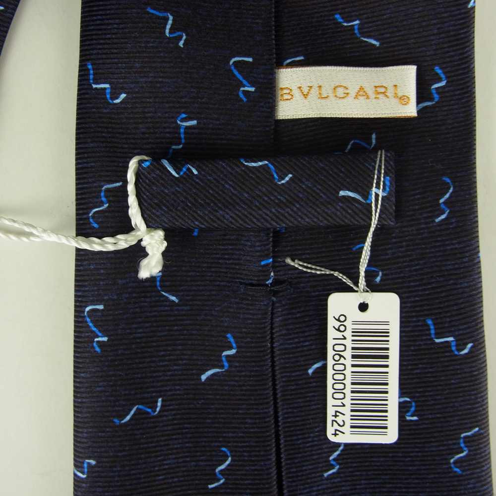 BVLGARI ブルガリ 11477 SILK シルク ネクタイ ネイビー系【新古品】【未使用】【中古】