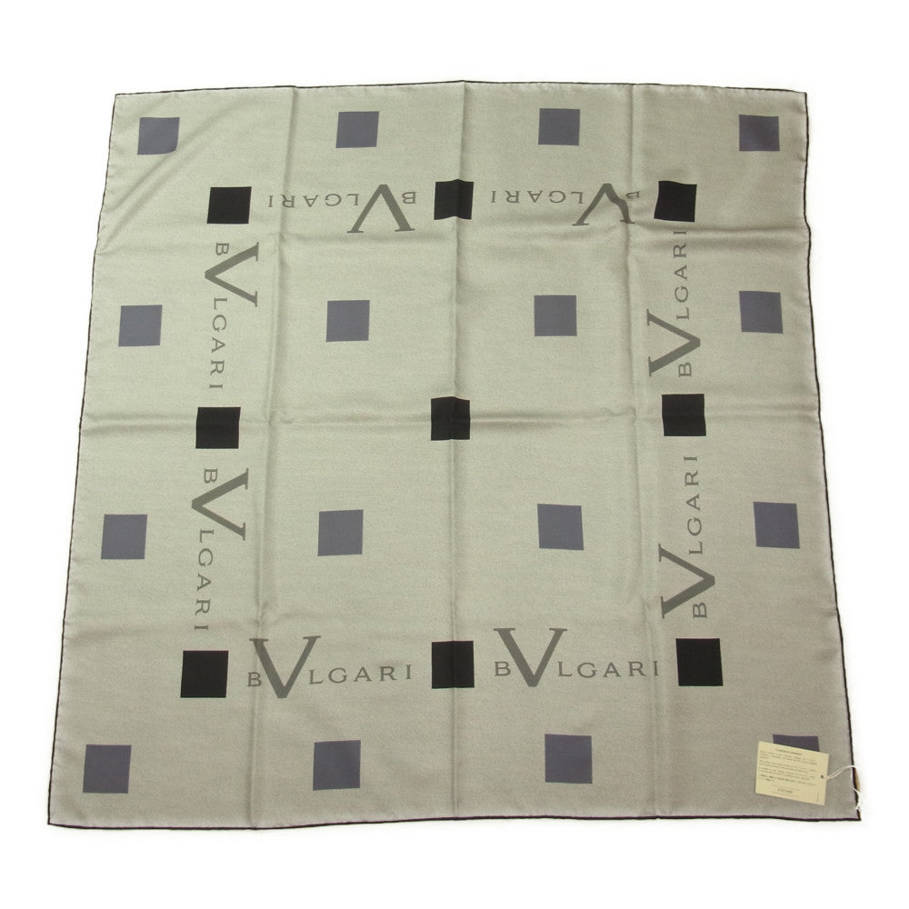 BVLGARI ブルガリ SILK シルク スカーフ  グレー系【新古品】【未使用】【中古】