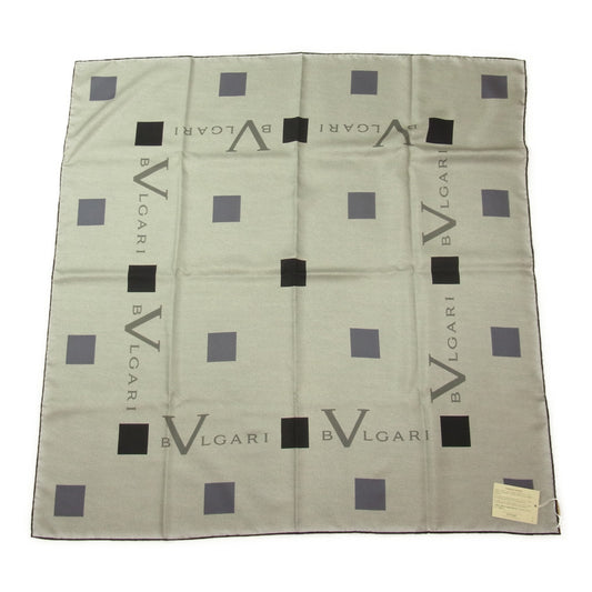 BVLGARI ブルガリ SILK シルク スカーフ  グレー系【新古品】【未使用】【中古】