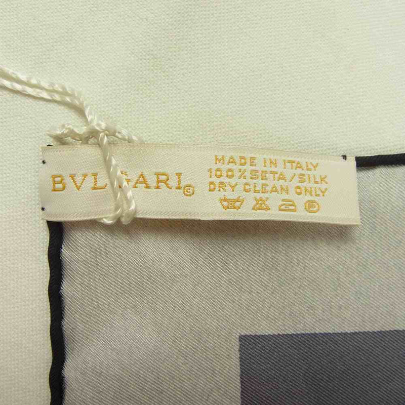 BVLGARI ブルガリ SILK シルク スカーフ  グレー系【新古品】【未使用】【中古】