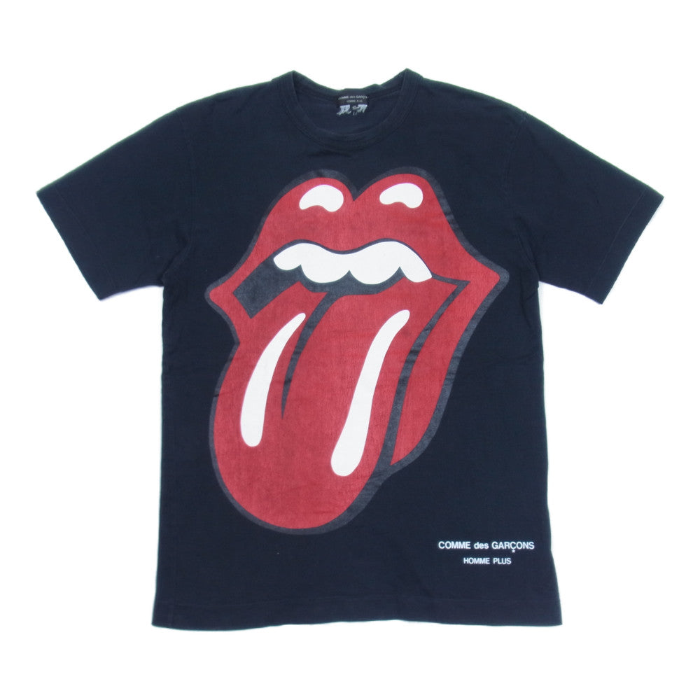 COMME des GARCONS コムデギャルソン HOMME PLUS 06SS リップ&タン期 アーカイブ オムプリュス ROLLING STONES ローリングストーンズ ロゴプリント Tシャツ ブラック系 S【中古】