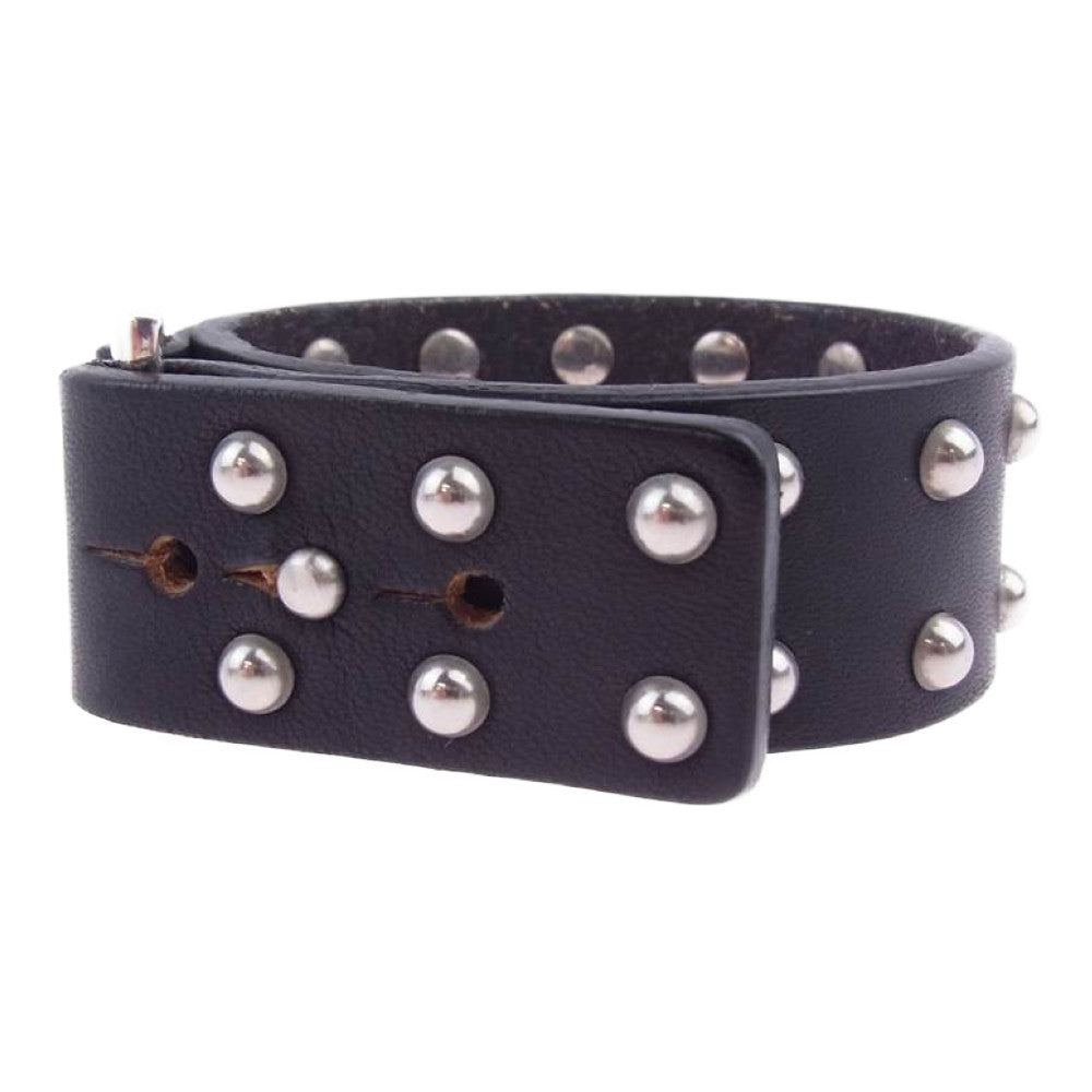 Yohji Yamamoto ヨウジヤマモト POUR HOMME HM-A10-771 シルバー925バックル レザー スタッズ ブレスレット ブラック系【中古】