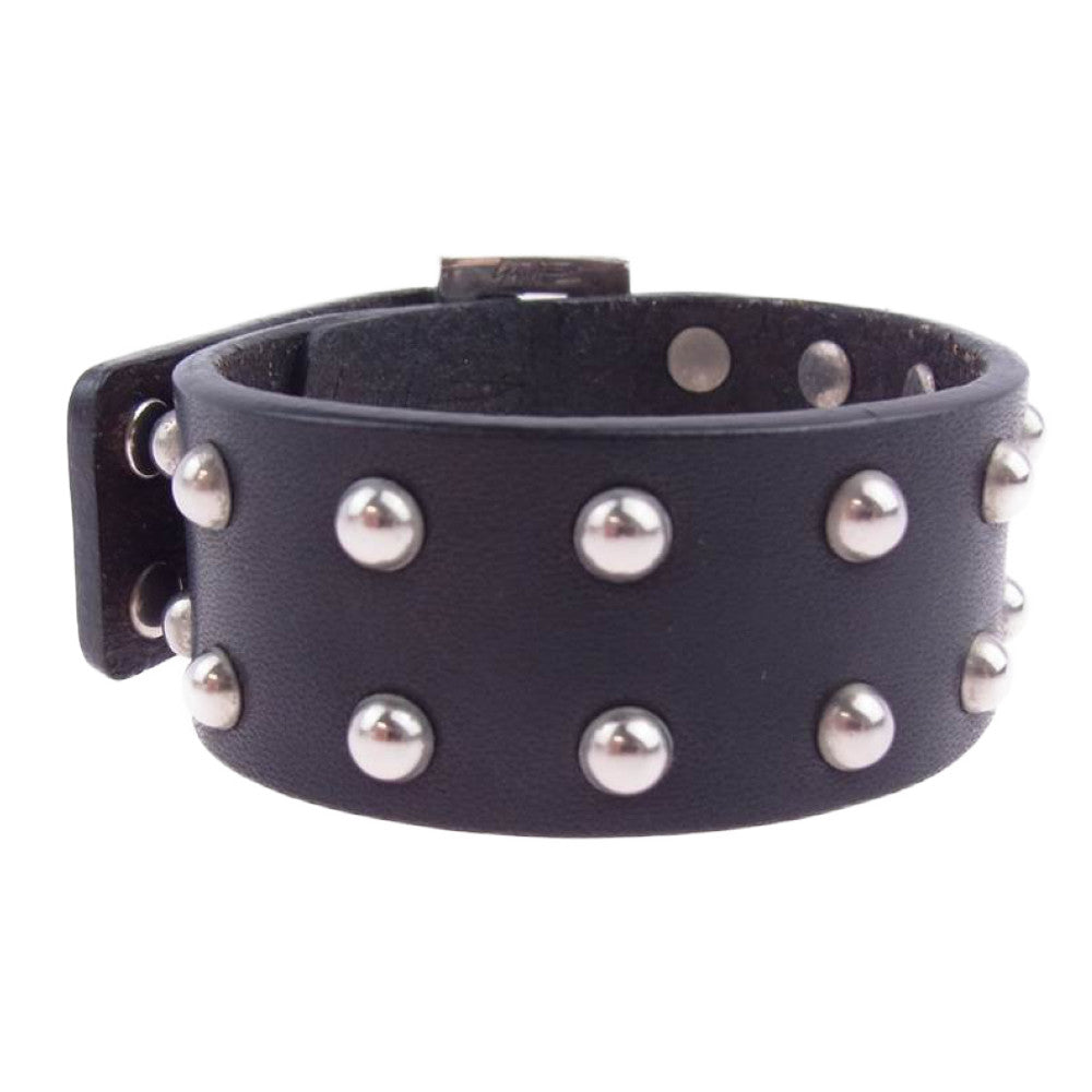 Yohji Yamamoto ヨウジヤマモト POUR HOMME HM-A10-771 シルバー925バックル レザー スタッズ ブレスレット ブラック系【中古】