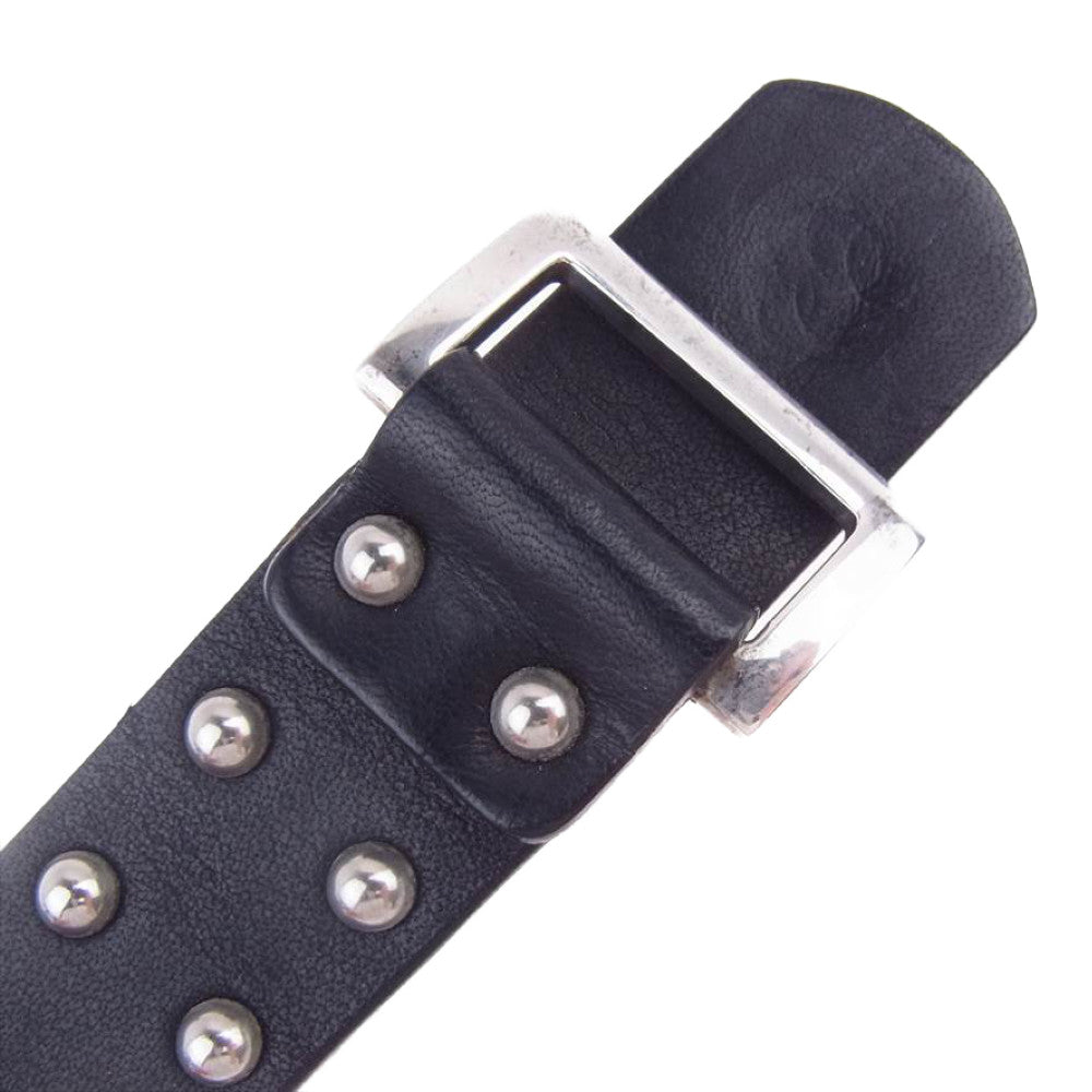 Yohji Yamamoto ヨウジヤマモト POUR HOMME HM-A10-771 シルバー925バックル レザー スタッズ ブレスレット ブラック系【中古】