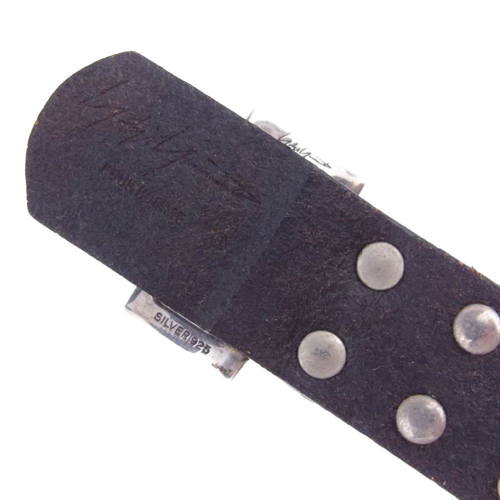 Yohji Yamamoto ヨウジヤマモト POUR HOMME HM-A10-771 シルバー925バックル レザー スタッズ ブレスレット ブラック系【中古】