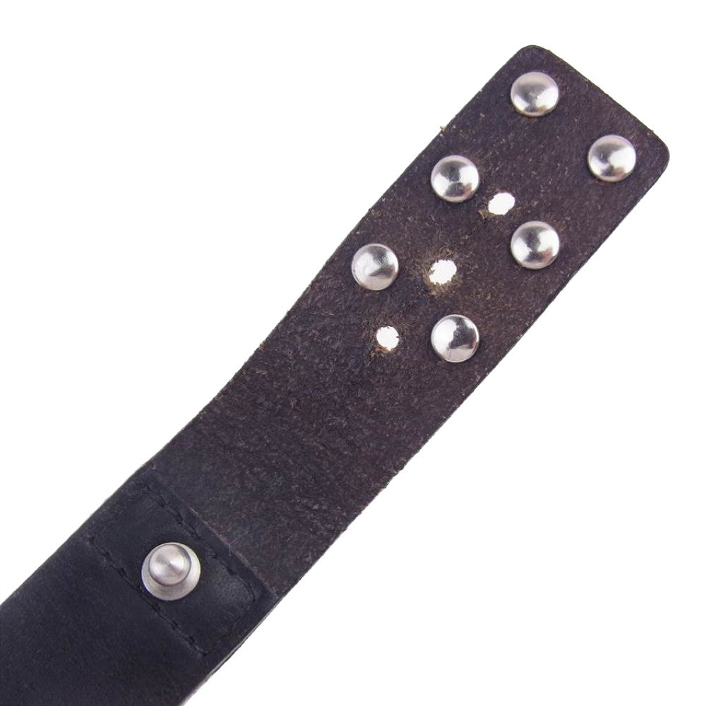 Yohji Yamamoto ヨウジヤマモト POUR HOMME HM-A10-771 シルバー925バックル レザー スタッズ ブレスレット ブラック系【中古】