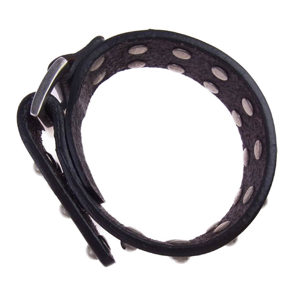 Yohji Yamamoto ヨウジヤマモト POUR HOMME HM-A10-771 シルバー925バックル レザー スタッズ ブレスレット ブラック系【中古】