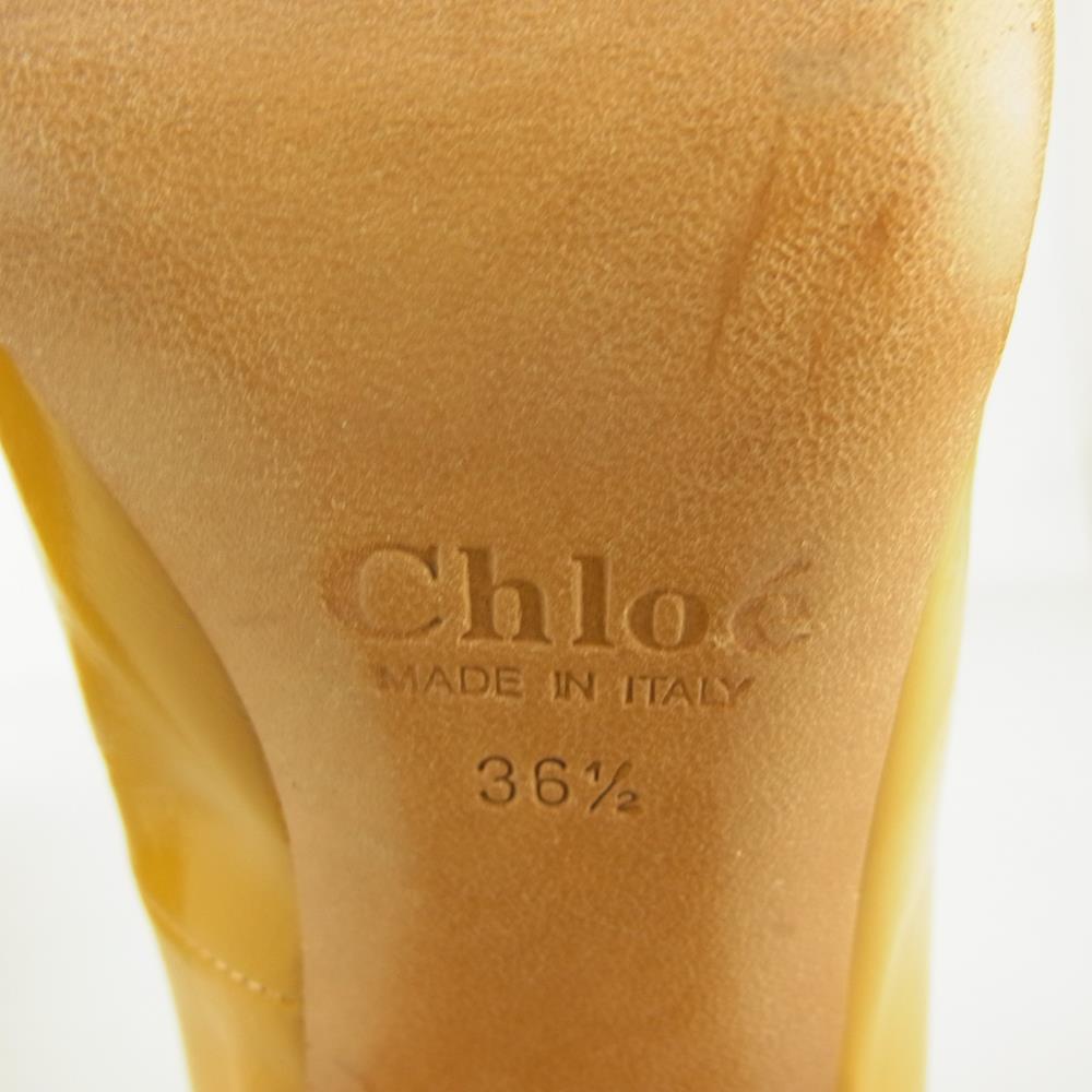 Chloe クロエ チャンキー ヒール アンクル ストラップ パンプス マスタード系 36.5【中古】