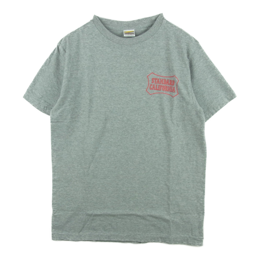 STANDARD CALIFORNIA スタンダードカリフォルニア Shield Logo Limited T リミテッド 胸ロゴ バックプリント 半袖 Tシャツ グレー系 M【美品】【中古】