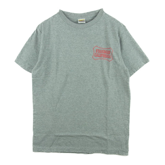 STANDARD CALIFORNIA スタンダードカリフォルニア Shield Logo Limited T リミテッド 胸ロゴ バックプリント 半袖 Tシャツ グレー系 M【美品】【中古】