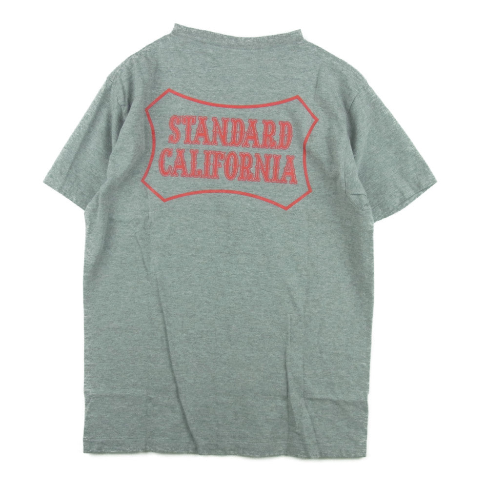 STANDARD CALIFORNIA スタンダードカリフォルニア Shield Logo Limited T リミテッド 胸ロゴ バックプリント 半袖 Tシャツ グレー系 M【美品】【中古】