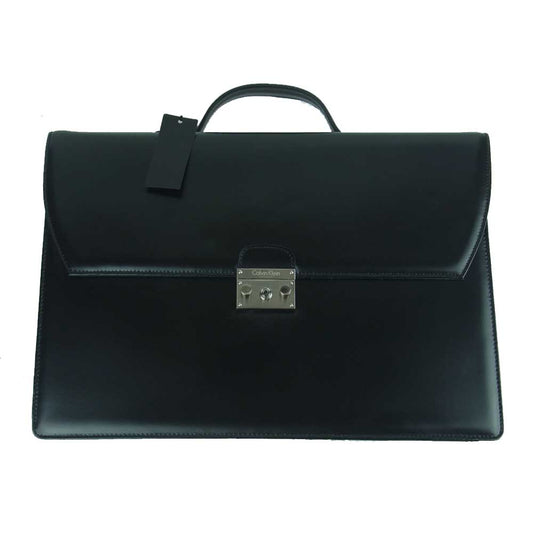 カルバンクライン CK 1207 59 JD collection コレクション レザー ブリーフ ケース ビジネス バッグ イタリア製 ブラック系【美品】【中古】