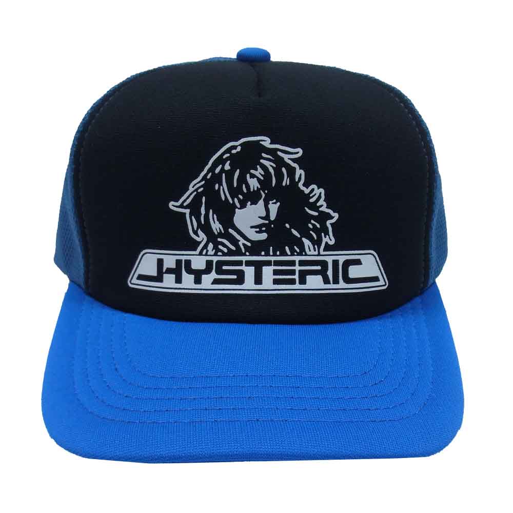 HYSTERIC GLAMOUR ヒステリックグラマー 02173QH05 H STREET TRUKER CAP メッシュ トラッカー キャップ 黒青系 FREE【新古品】【未使用】【中古】
