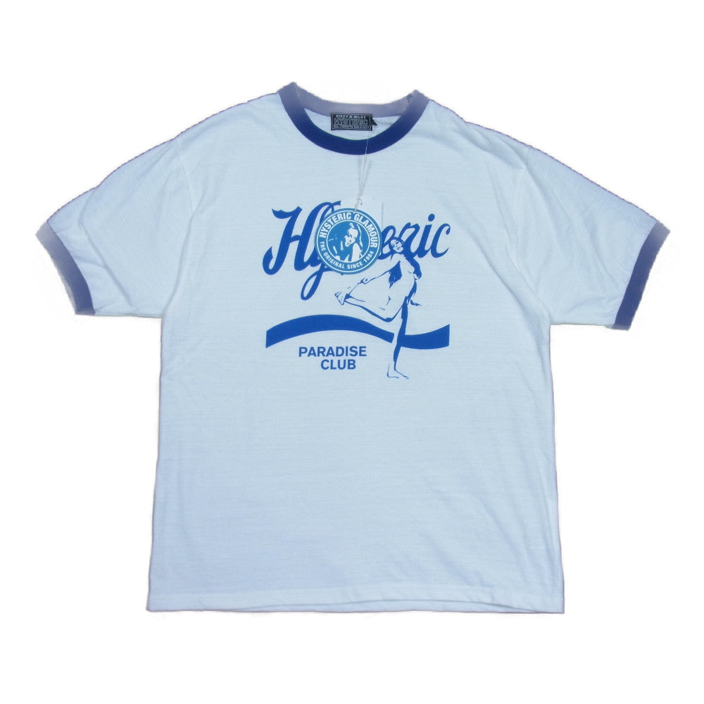 HYSTERIC GLAMOUR ヒステリックグラマー 02222CT11 PARADISE CLUB パラダイスクラブ 半袖 リンガー T シャツ ホワイト系 M【新古品】【未使用】【中古】