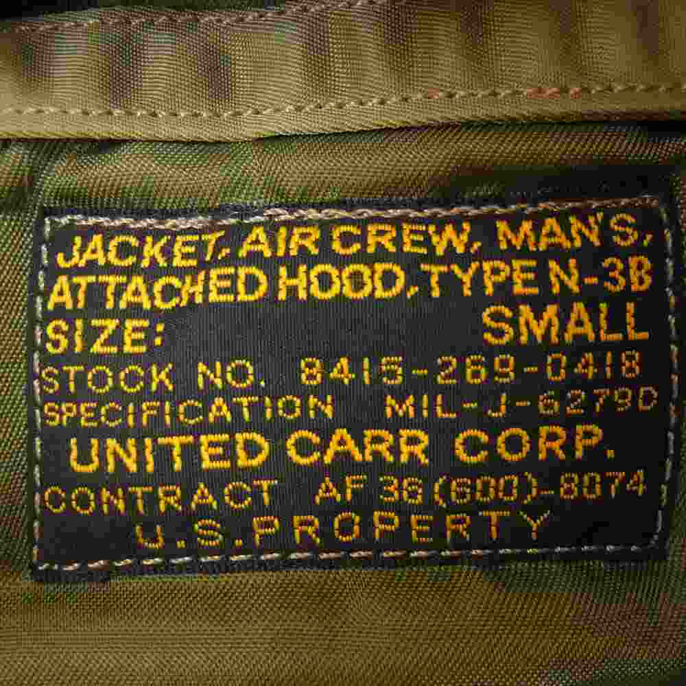 Buzz Rickson's バズリクソンズ UC12802 UNITED CARR ユナイテッド カー WIND PROTEX NYLON N-3B フライト ジャケット カーキ系 S【中古】