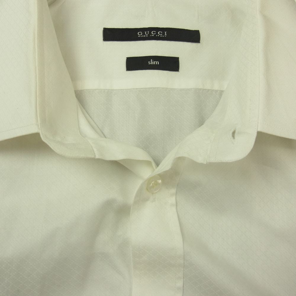 GUCCI グッチ 国内正規品 307656 Z3179 長袖 コットン ドレスシャツ ホワイト ホワイト系 43/17【中古】