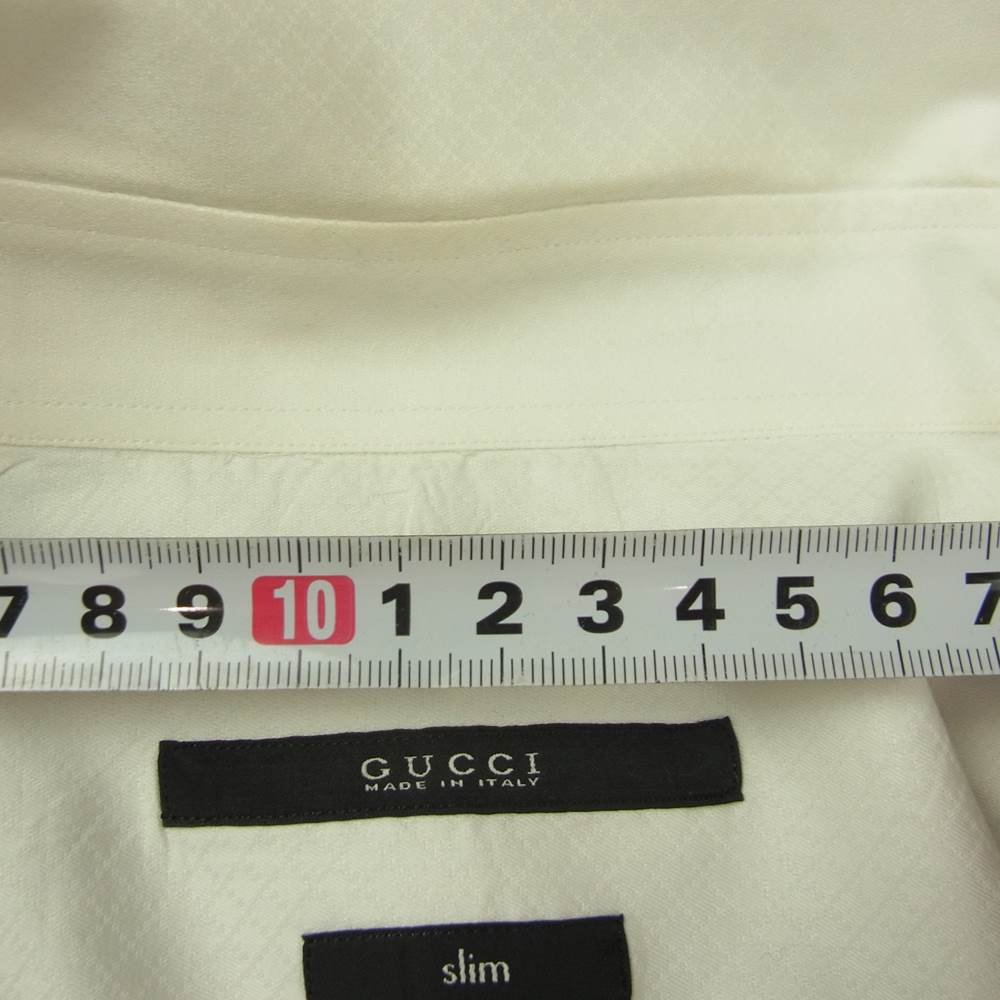 GUCCI グッチ 国内正規品 307656 Z3179 長袖 コットン ドレスシャツ ホワイト ホワイト系 43/17【中古】