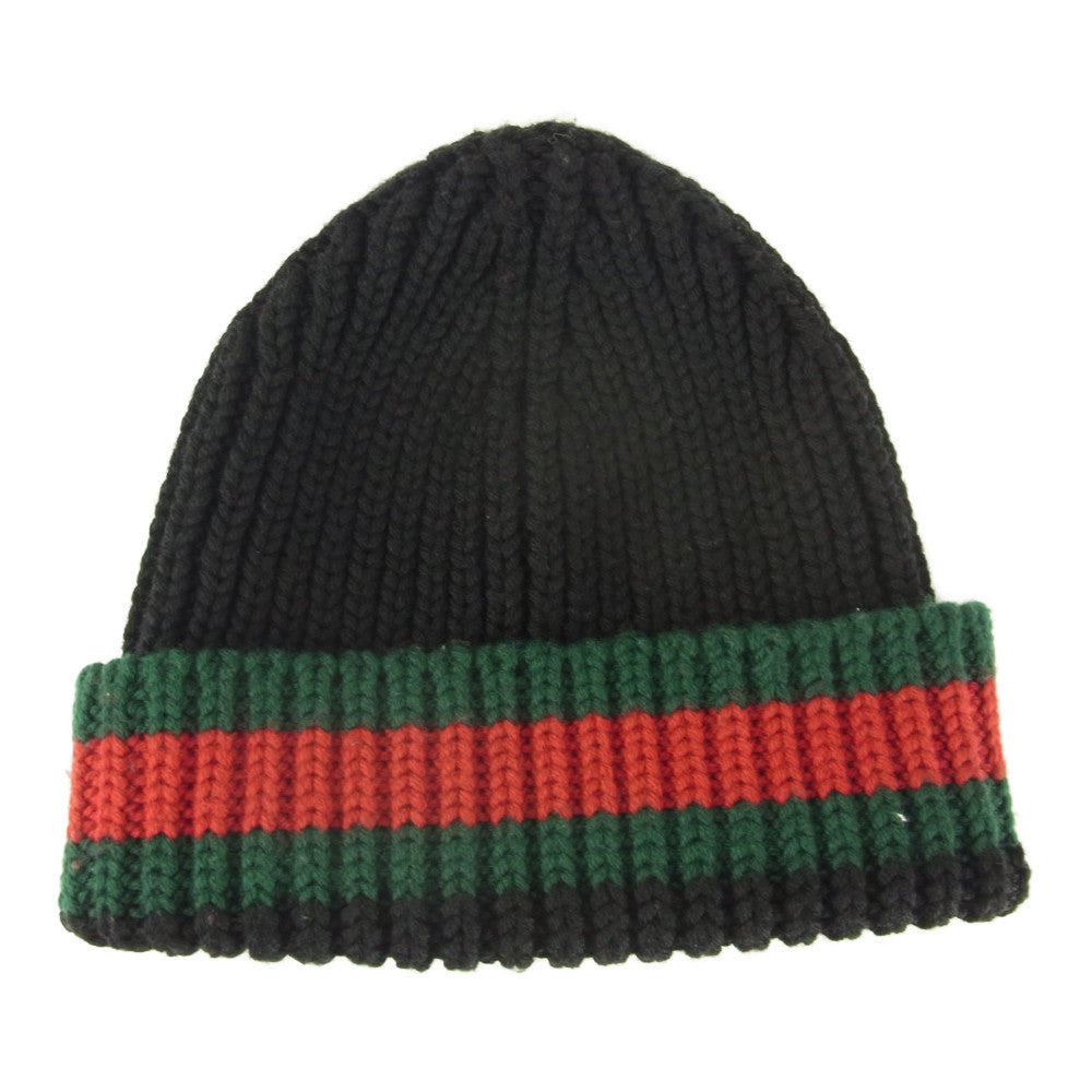 GUCCI グッチ 国内正規品 429753 4G206 シェリーライン ニット帽 ビーニー ブラック系【中古】
