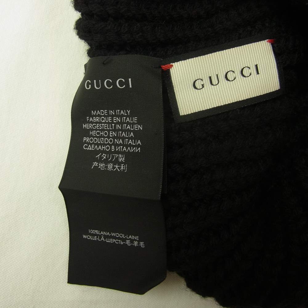 GUCCI グッチ 国内正規品 429753 4G206 シェリーライン ニット帽 ビーニー ブラック系【中古】