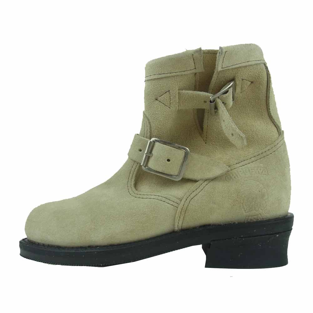 Chippewa チペワ 90168 90s 黒タグ スエード エンジニア ショート ブーツ アメリカ製 ベージュ系 7【中古】