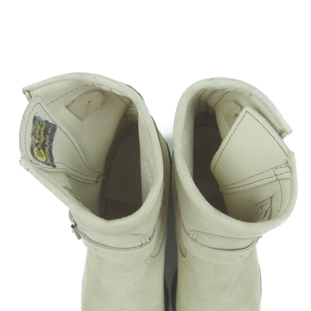Chippewa チペワ 90168 90s 黒タグ スエード エンジニア ショート ブーツ アメリカ製 ベージュ系 7【中古】