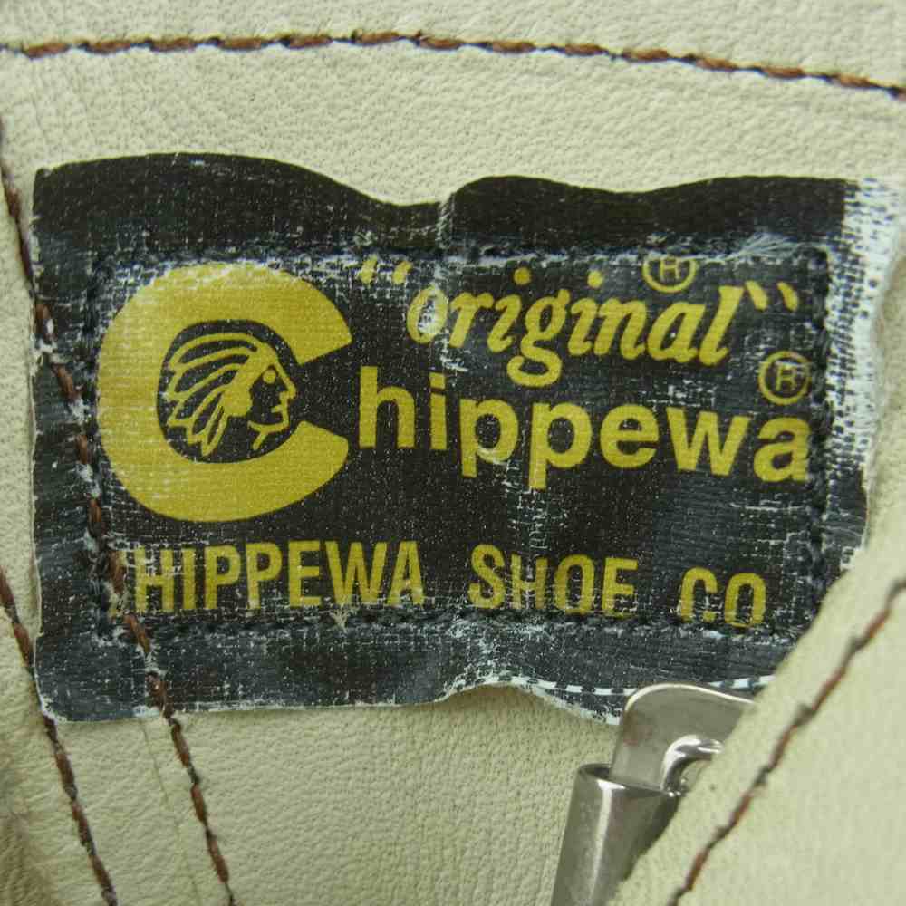 Chippewa チペワ 90168 90s 黒タグ スエード エンジニア ショート ブーツ アメリカ製 ベージュ系 7【中古】