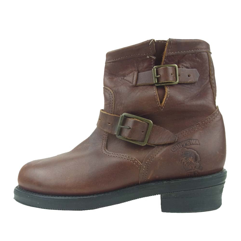 Chippewa チペワ 27871 90s 黒タグ ショート エンジニア ブーツ アメリカ製 ブラウン系 8【中古】