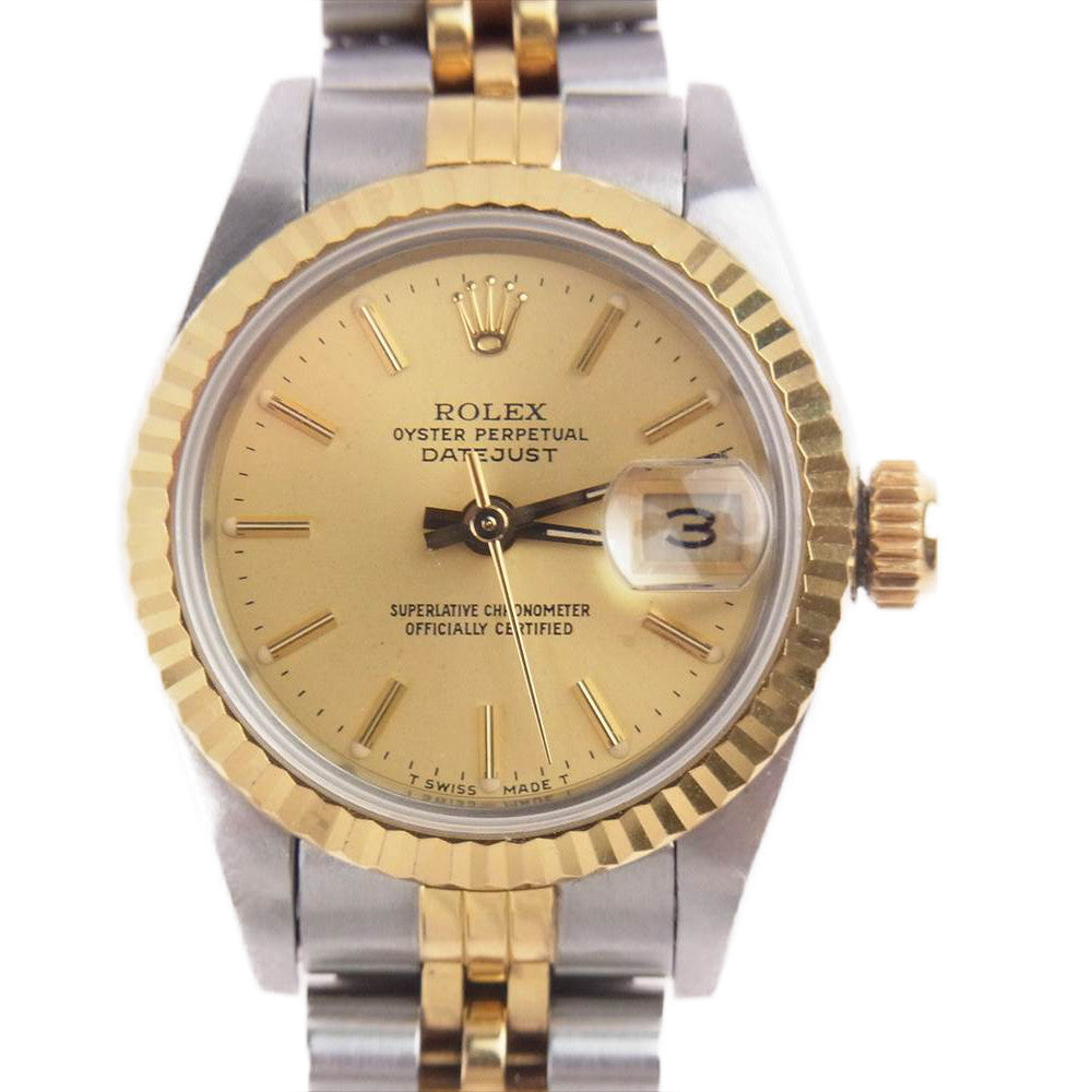 ROLEX ロレックス R番 69173 デイトジャスト シャンパン YG/SS 自動巻 レディース シルバー系 ゴールド系【中古】