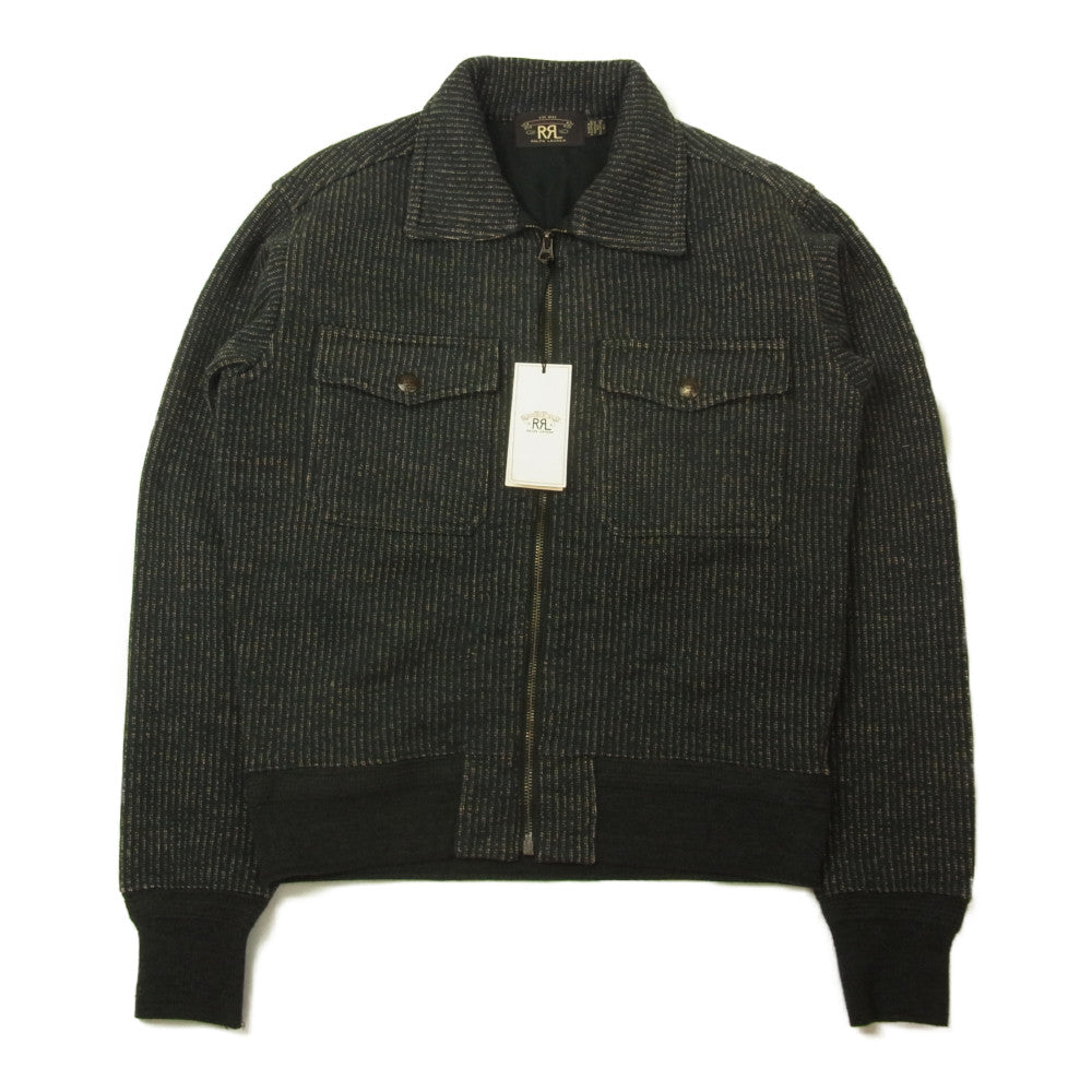 RRL ダブルアールエル 国内正規品 ストライプ スウェット フルジップ ブルゾン ジャケット ブラック系 S【新古品】【未使用】【中古】