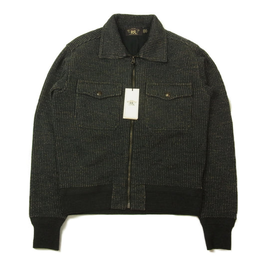 RRL ダブルアールエル 国内正規品 ストライプ スウェット フルジップ ブルゾン ジャケット ブラック系 S【新古品】【未使用】【中古】