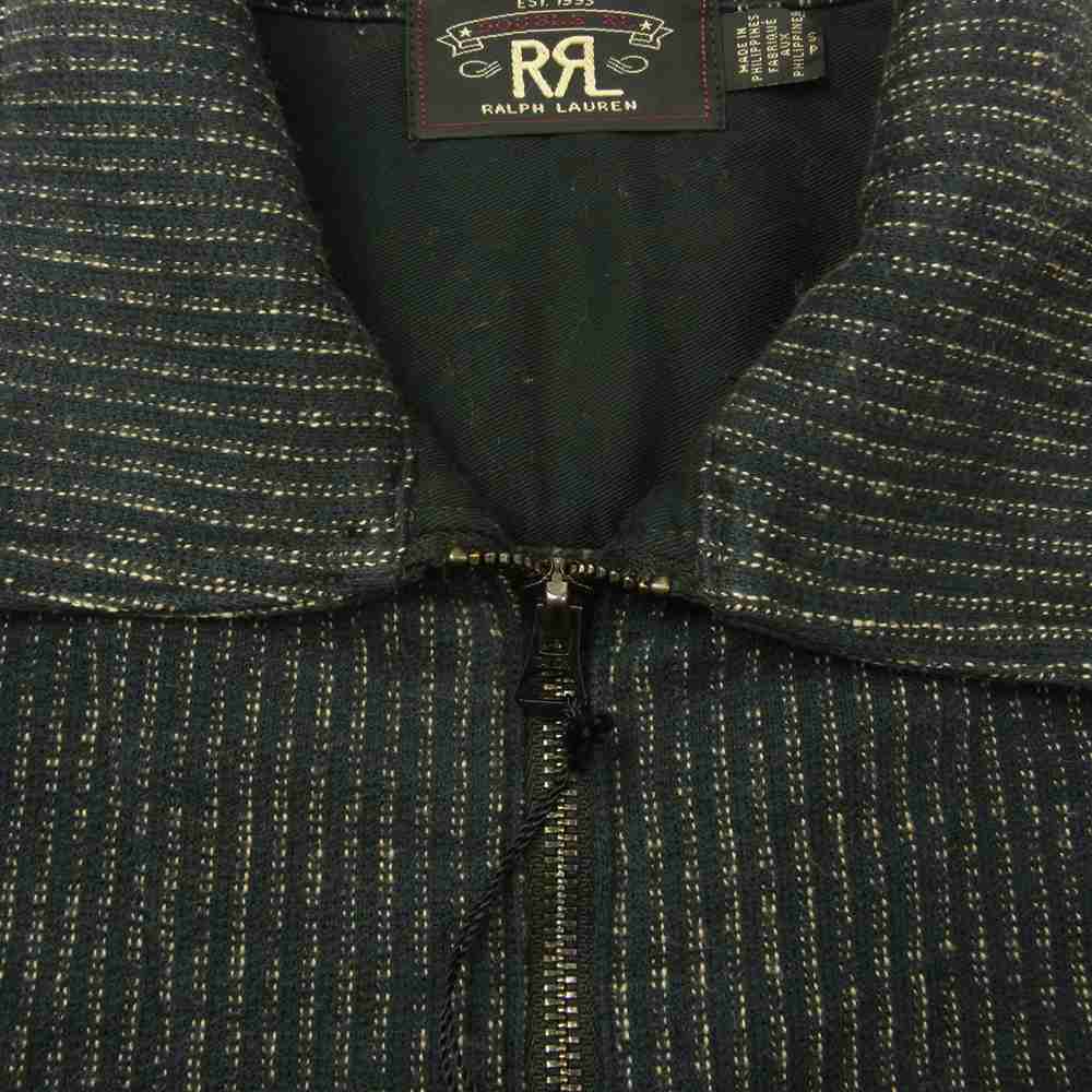 RRL ダブルアールエル 国内正規品 ストライプ スウェット フルジップ ブルゾン ジャケット ブラック系 S【新古品】【未使用】【中古】