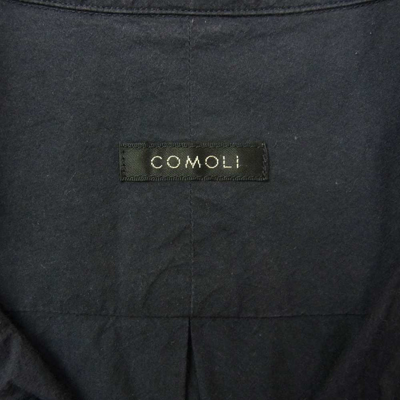 COMOLI コモリ R01-02010 タイプライター オープンカラー 半袖シャツ ネイビー系 2【中古】
