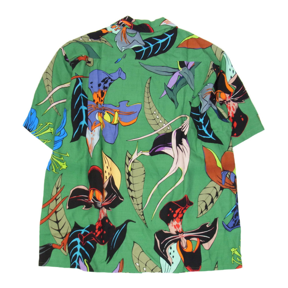 WACKO MARIA ワコマリア 22SS 22SSE-WMS-HI01 HAWAIIAN SHIRT S/S (TYPE 1) ハワイアン 半袖 シャツ 百花図 グリーン系 XL【新古品】【未使用】【中古】