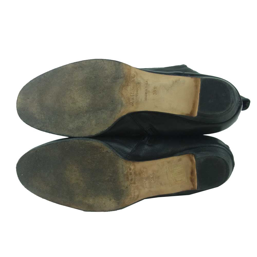 JIMMY CHOO ジミーチュウ レザー ロング ブーツ イタリア製 ブラック系 35【中古】