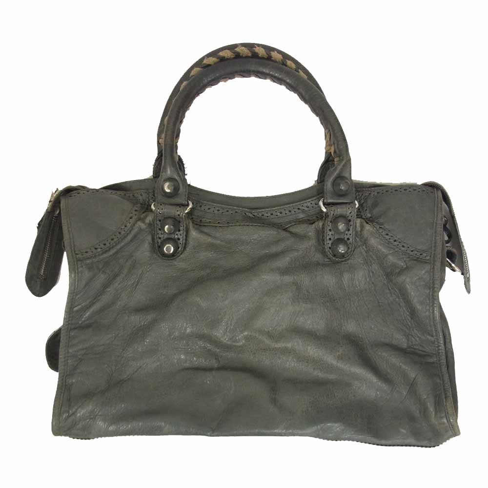 BALENCIAGA バレンシアガ 258044 ジャイアント ブローズ シティ レザー 2WAY ハンド ショルダー バッグ グレー系【中古】