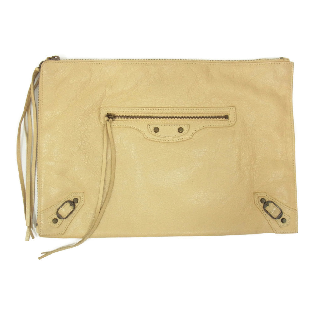 BALENCIAGA バレンシアガ 362967 クラシック クラッチ ポーチ バッグ ベージュ系【中古】