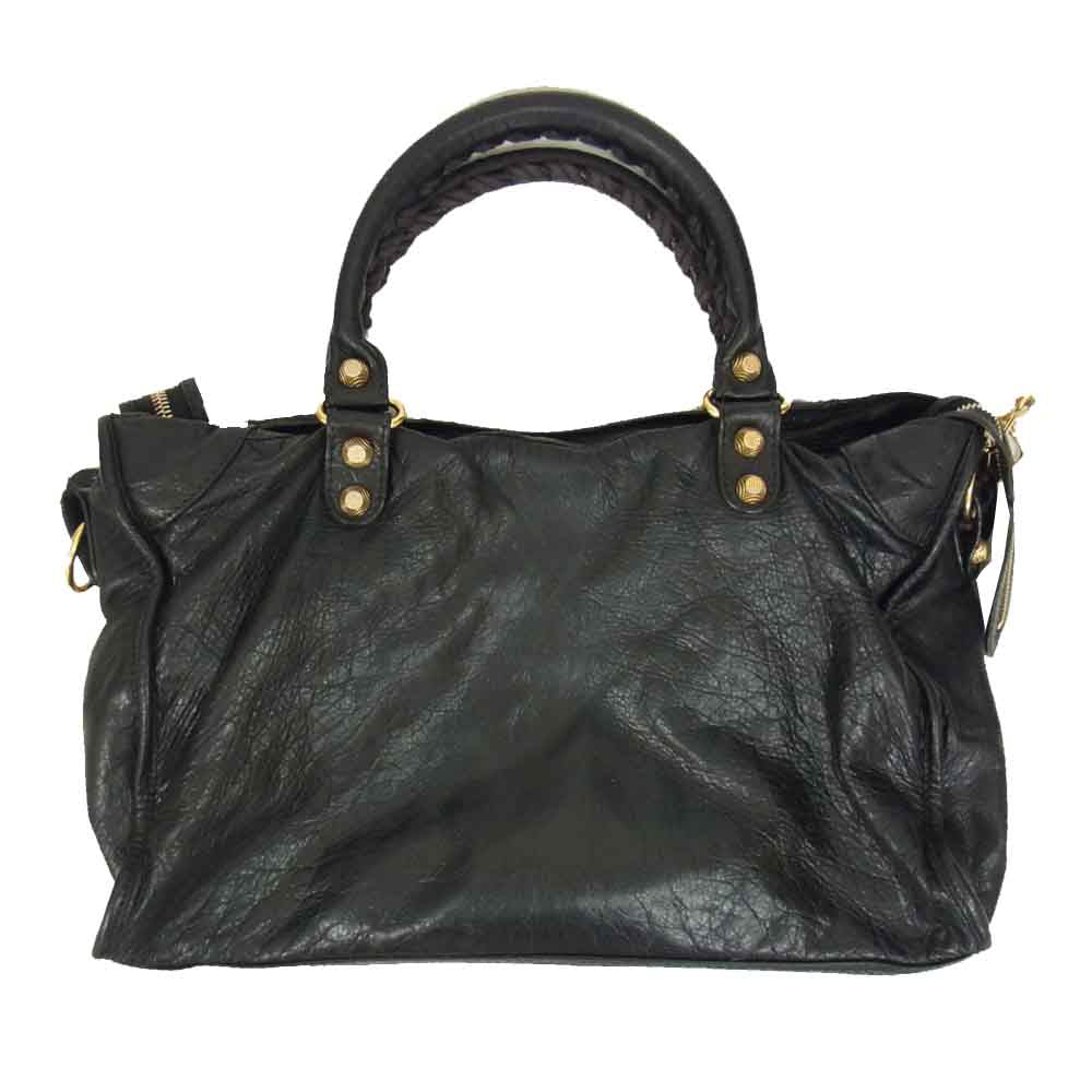 BALENCIAGA バレンシアガ 281770 ジャイアント シティ スタッズ レザー 2WAY ハンド ショルダー バッグ ブラック系【中古】