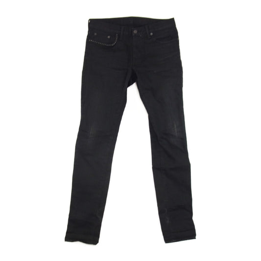 HYSTERIC GLAMOUR ヒステリックグラマー 0243AP18 USED 加工 スタッズ デニム スリム パンツ ブラック系 30【中古】