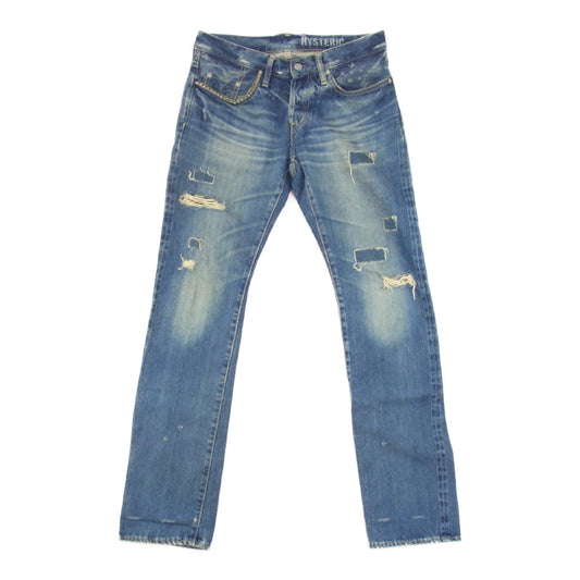 HYSTERIC GLAMOUR ヒステリックグラマー 0243AP17 SP加工 小窓リメイク スリムストレートPT デニムパンツ インディゴブルー系 30【中古】