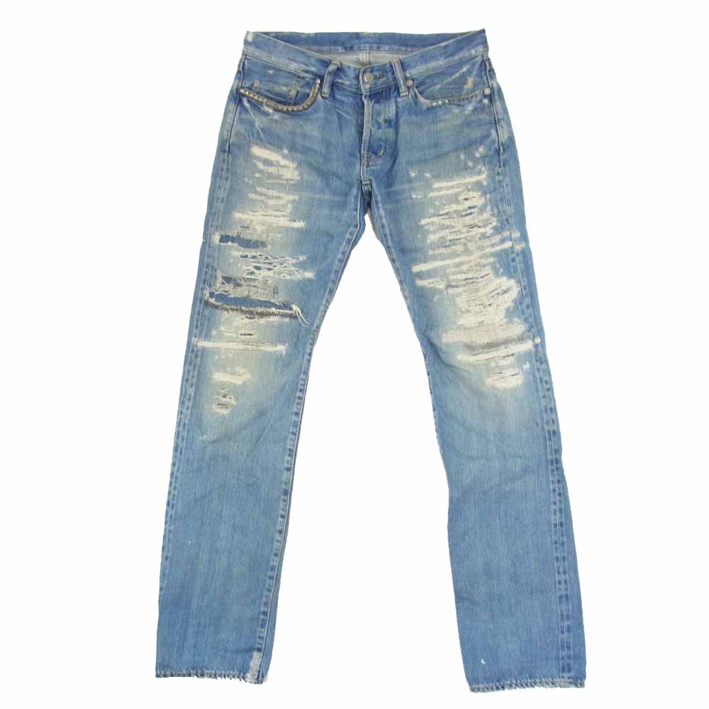 HYSTERIC GLAMOUR ヒステリックグラマー 0233AP09 UR加工 ダメージ クラッシュ加工 デニムパンツ インディゴブルー系 30【中古】