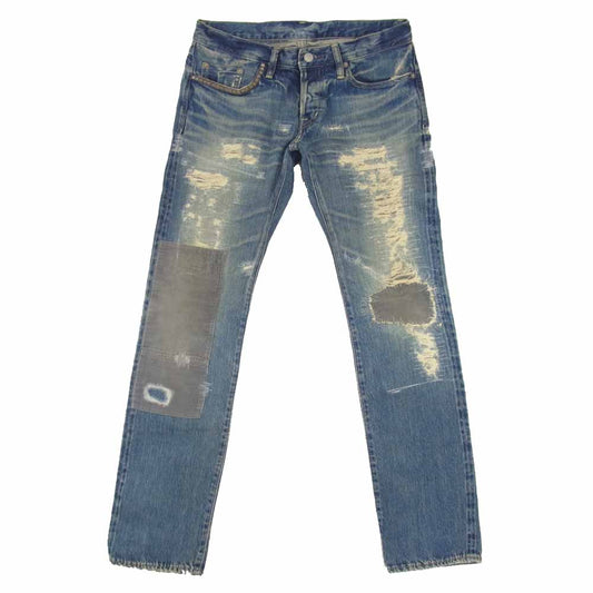 HYSTERIC GLAMOUR ヒステリックグラマー 0202AP01 NOBU リメイク ダメージ クラッシュ加工 デニムパンツ インディゴブルー系 30【中古】