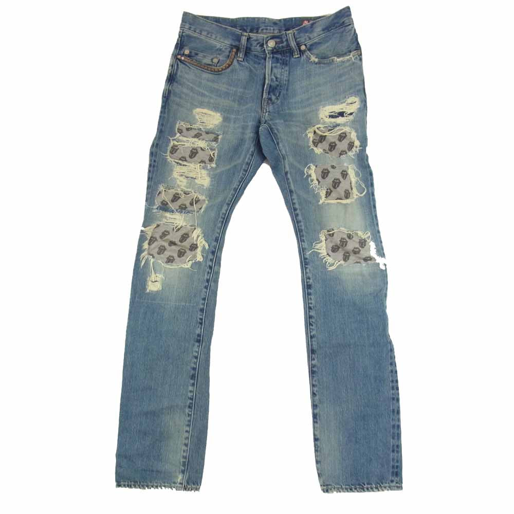 HYSTERIC GLAMOUR ヒステリックグラマー 0241AP14 30周年限定 ROLLING STONES ローリング ストーンズ スタッズ デニムパンツ インディゴブルー系 30【中古】