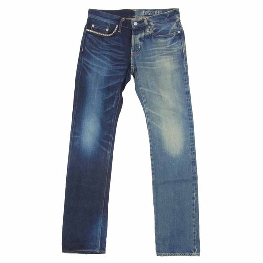 HYSTERIC GLAMOUR ヒステリックグラマー 0241AP12 HRLR加工 スリムストレート デニムパンツ インディゴブルー系 30【中古】