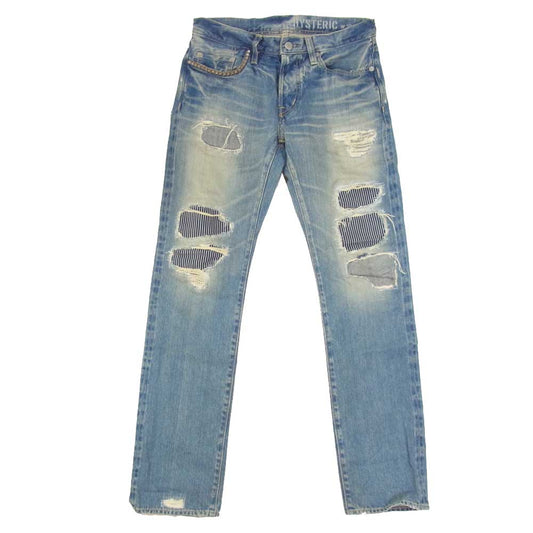 HYSTERIC GLAMOUR ヒステリックグラマー 0253AP02 SP加工 WR ダメージ クラッシュ加工 デニムパンツ インディゴブルー系 30【中古】