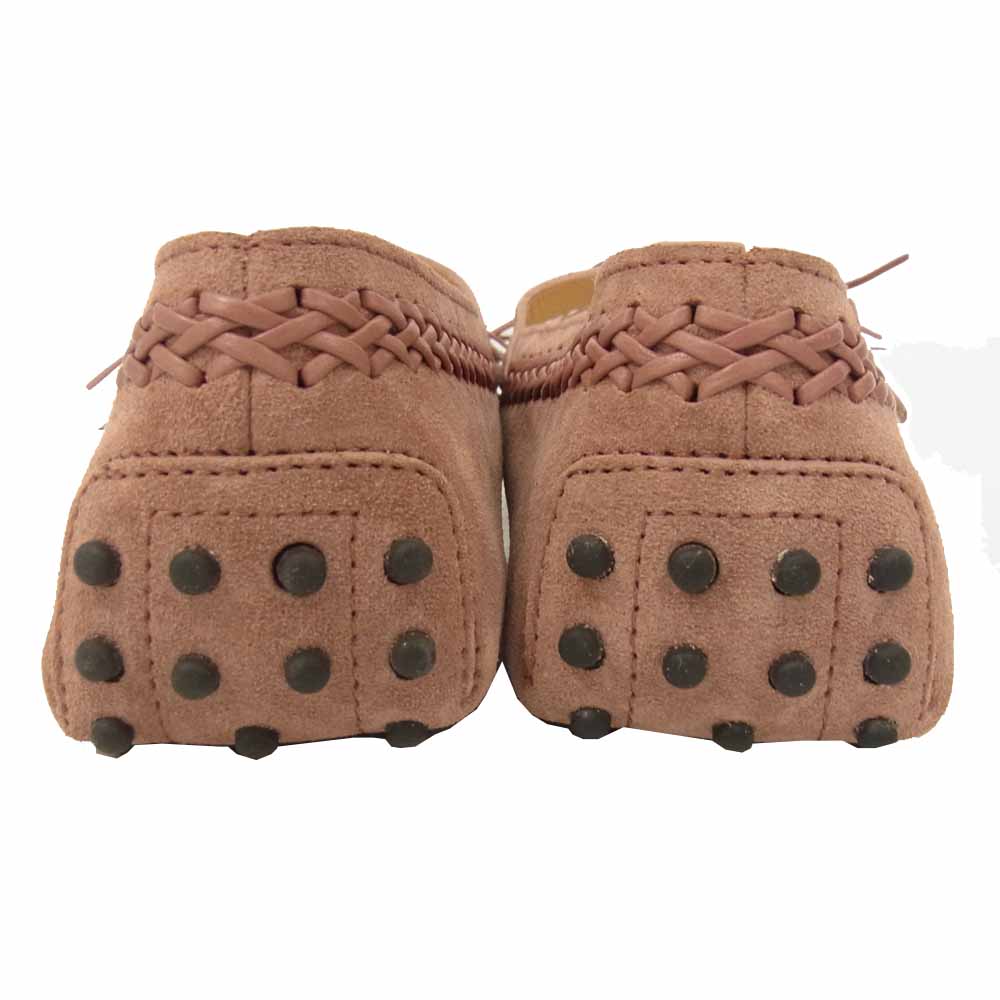 TOD’S トッズ GOMMINI CINTURINO POMPON タッセル スエード ベルト パンプス ローファー ピンク系 38【中古】