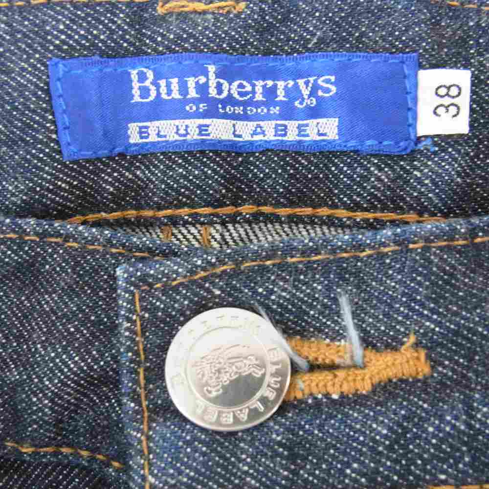 BURBERRY BLUE LABEL バーバリーブルーレーベル FQF54-551 裏地チェック ジーンズ デニム インディゴブルー系 38【中古】